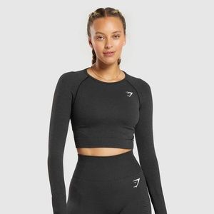 Gymshark black long sleeve gym crop top (vital collection)